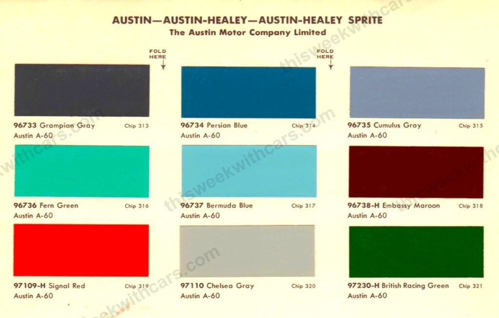 Austin Healey Sprite Paint Colors - This Week With Cars